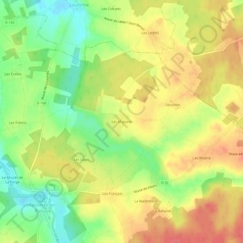 Mapa topográfico Les Mussots, altitud, relieve