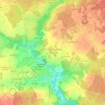 Mapa topográfico La Moisandière, altitud, relieve