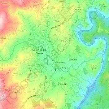Mapa topográfico Cruz, altitud, relieve