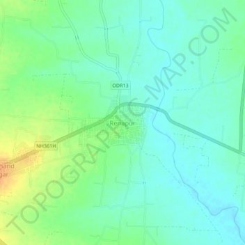 Mapa topográfico Renapur, altitud, relieve