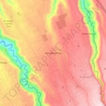 Mapa topográfico Mangahuantag, altitud, relieve