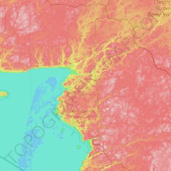 Mapa topográfico Algoma District, altitud, relieve