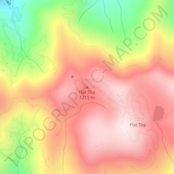 Mapa topográfico Flat Top, altitud, relieve