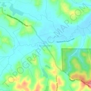 Mapa topográfico Nambikolly, altitud, relieve