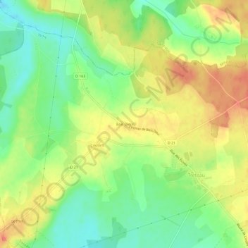 Mapa topográfico Bois Dieu, altitud, relieve