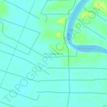 Mapa topográfico Air Solok Batu, altitud, relieve