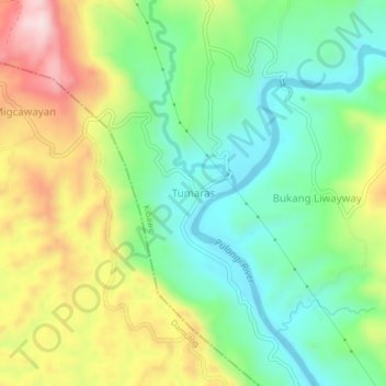 Mapa topográfico Tumaras, altitud, relieve