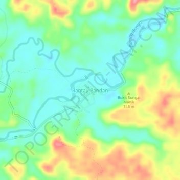 Mapa topográfico Rantau Pandan, altitud, relieve