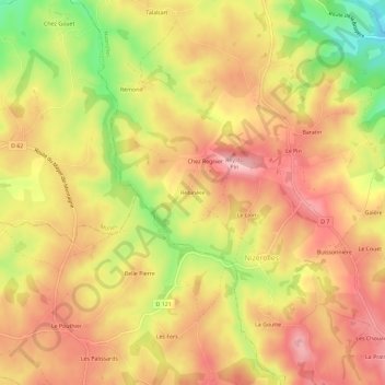Mapa topográfico Rebirière, altitud, relieve