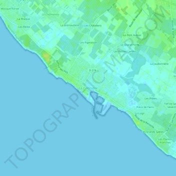 Mapa topográfico La Cotinière, altitud, relieve