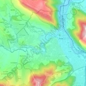 Mapa topográfico Moulinery, altitud, relieve