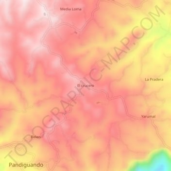 Mapa topográfico El crucero, altitud, relieve