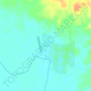 Mapa topográfico Bomakia, altitud, relieve