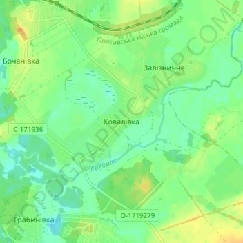 Mapa topográfico Ковалівка, altitud, relieve