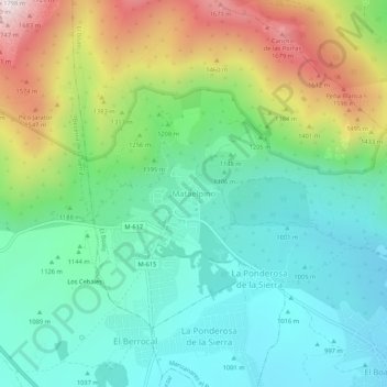 Mapa topográfico Mataelpino, altitud, relieve