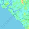 Mapa topográfico Thalassery, altitud, relieve