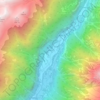 Mapa topográfico Cadarese, altitud, relieve