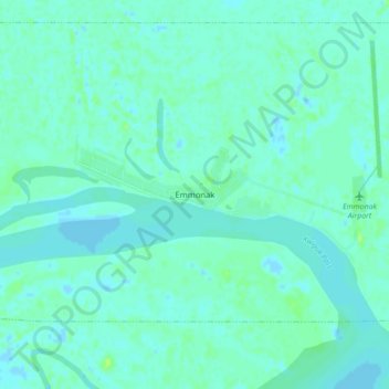 Mapa topográfico Emmonak, altitud, relieve