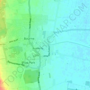 Mapa topográfico Eastgate, altitud, relieve