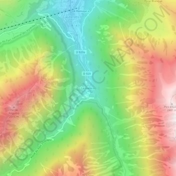 Mapa topográfico La Raillère, altitud, relieve