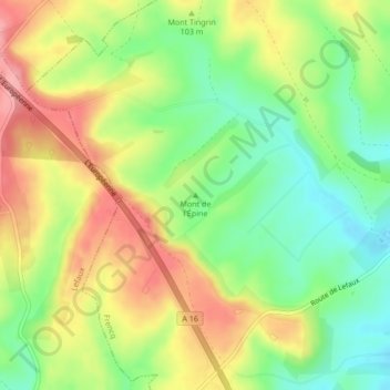 Mapa topográfico Mont de l'Épine, altitud, relieve