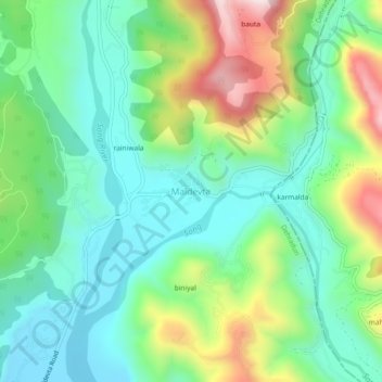 Mapa topográfico Maldevta, altitud, relieve