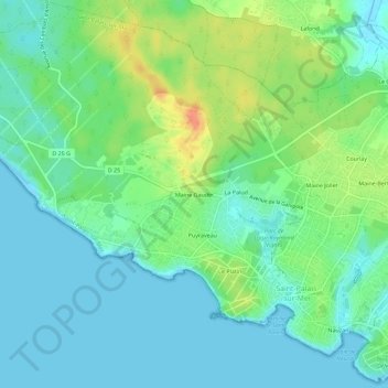 Mapa topográfico Maine Gaudin, altitud, relieve