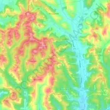 Mapa topográfico Vanara, altitud, relieve