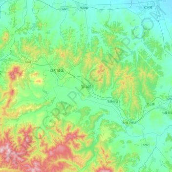 Mapa topográfico Baoshan, altitud, relieve