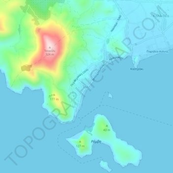 Mapa topográfico Tolo, altitud, relieve