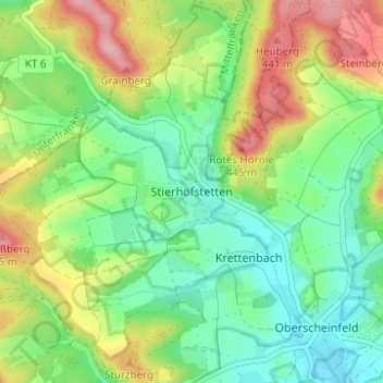 Mapa topográfico Stierhöfstetten, altitud, relieve
