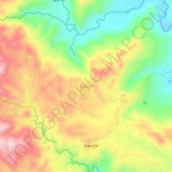 Mapa topográfico Pusot, altitud, relieve
