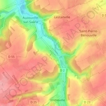 Mapa topográfico Thiédeville, altitud, relieve