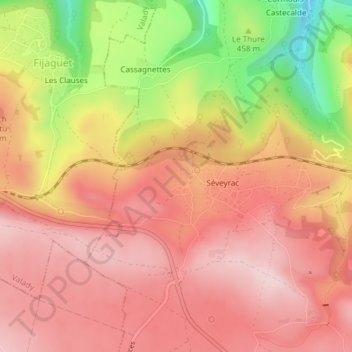 Mapa topográfico La Carnicousie, altitud, relieve