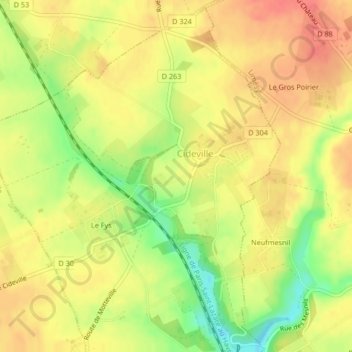 Mapa topográfico Le Mont Pincon, altitud, relieve