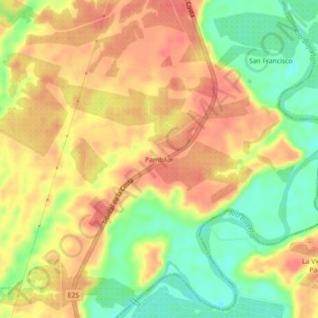 Mapa topográfico Pambilar, altitud, relieve