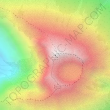 Mapa topográfico Rinjani Peak, altitud, relieve