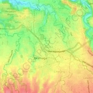 Mapa topográfico Margajaya, altitud, relieve