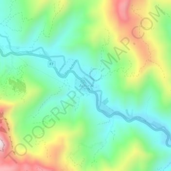Mapa topográfico Achira, altitud, relieve