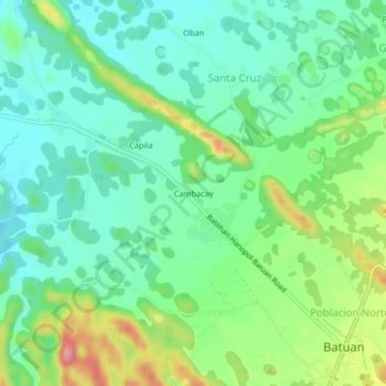Mapa topográfico Cambacay, altitud, relieve
