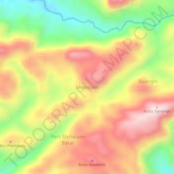 Mapa topográfico Mehalaan, altitud, relieve