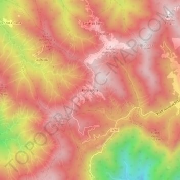 Mapa topográfico Barbagelata, altitud, relieve