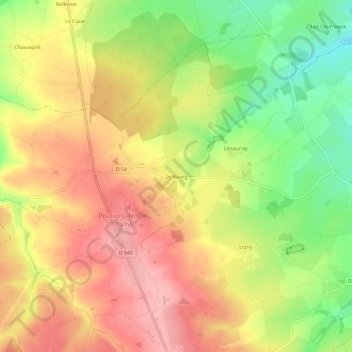 Mapa topográfico Le Bourg, altitud, relieve