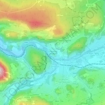 Mapa topográfico Sonnenburg, altitud, relieve