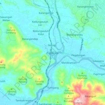 Mapa topográfico Patikraja, altitud, relieve