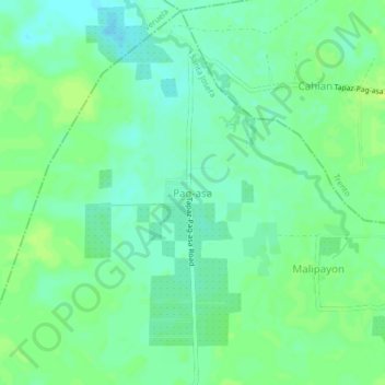 Mapa topográfico Pag-asa, altitud, relieve