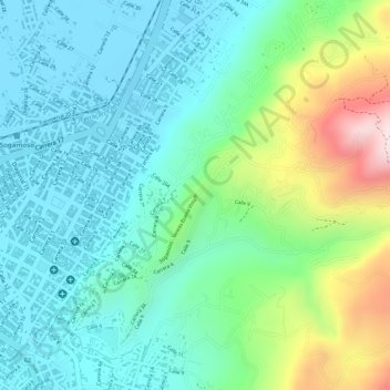 Mapa topográfico La Cuchilla, altitud, relieve
