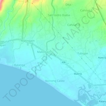 Mapa topográfico Bukal, altitud, relieve
