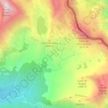 Mapa topográfico Camp Soubran, altitud, relieve