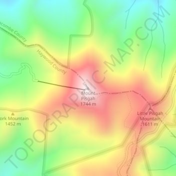 Mapa topográfico Mount Pisgah, altitud, relieve